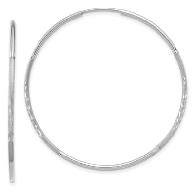 Curata 14k White Gold Sparkle Cut Endless Hoop Earrings - 41x41mm