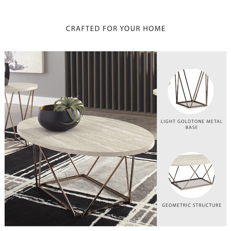 Signature Design by Ashley Tarica Gold-tone Faux Marble 3-piece Table Set