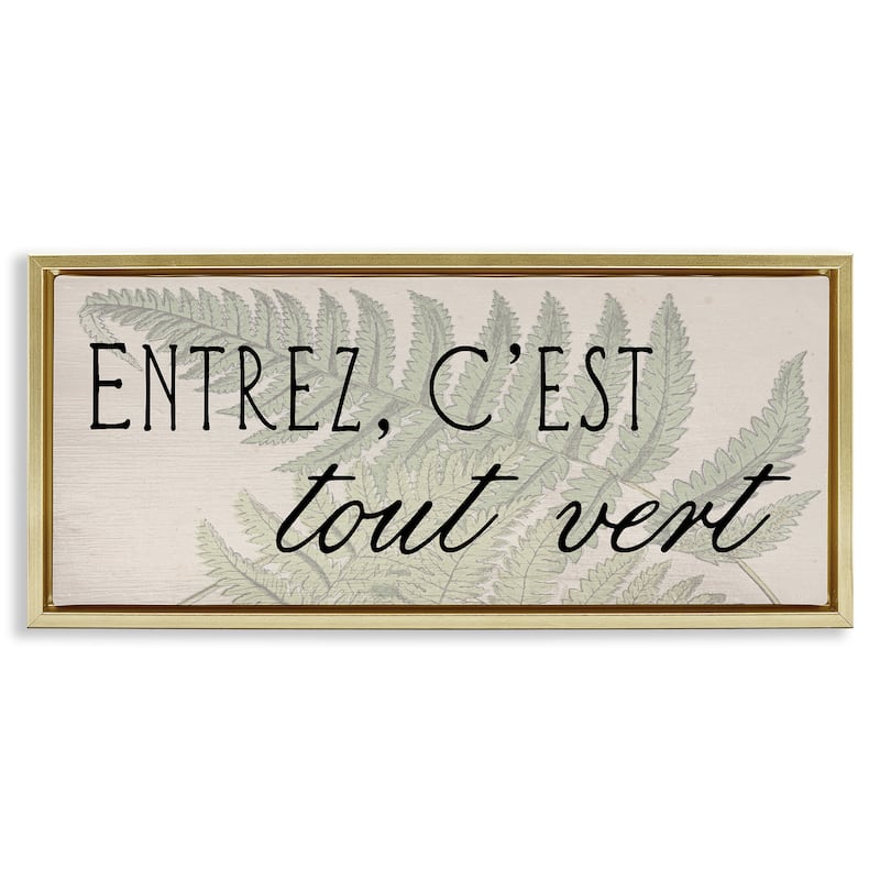 Stupell French It's All Green Framed Floater Canvas Wall Art Design By Lil' Rue - 25 x 11 - Gold