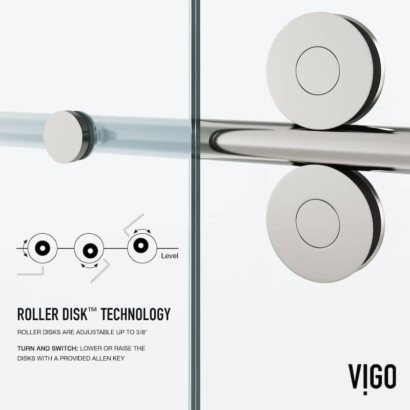 VIGO Elan 56" to 60" W x 74" H Frameless Sliding Shower Door