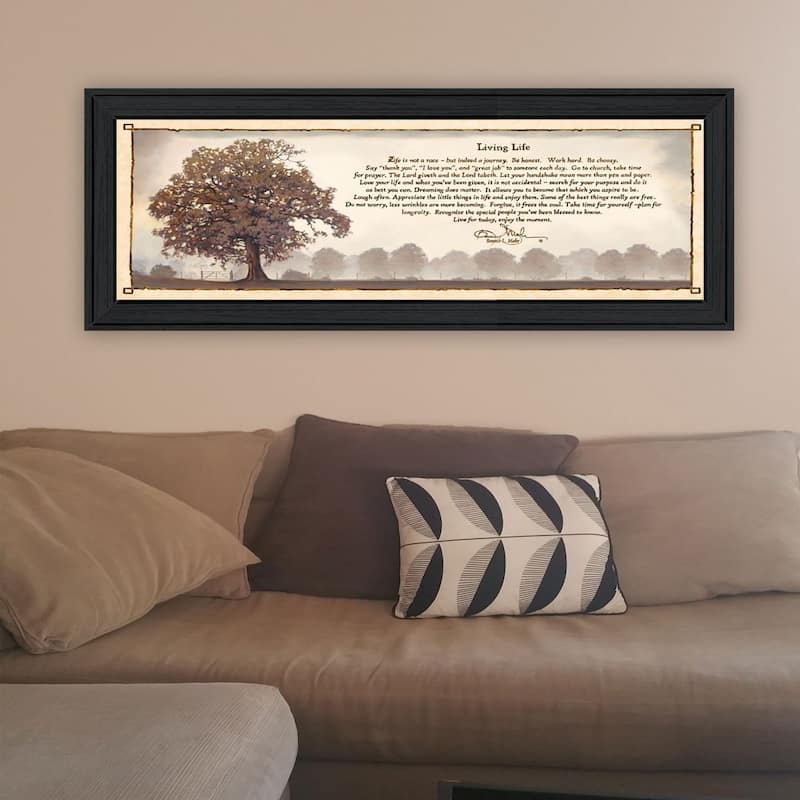 TrendyDecor4U Farmhouse "Living Life" Framed Print Wall Art by Bonnie Mohr - Earthtone