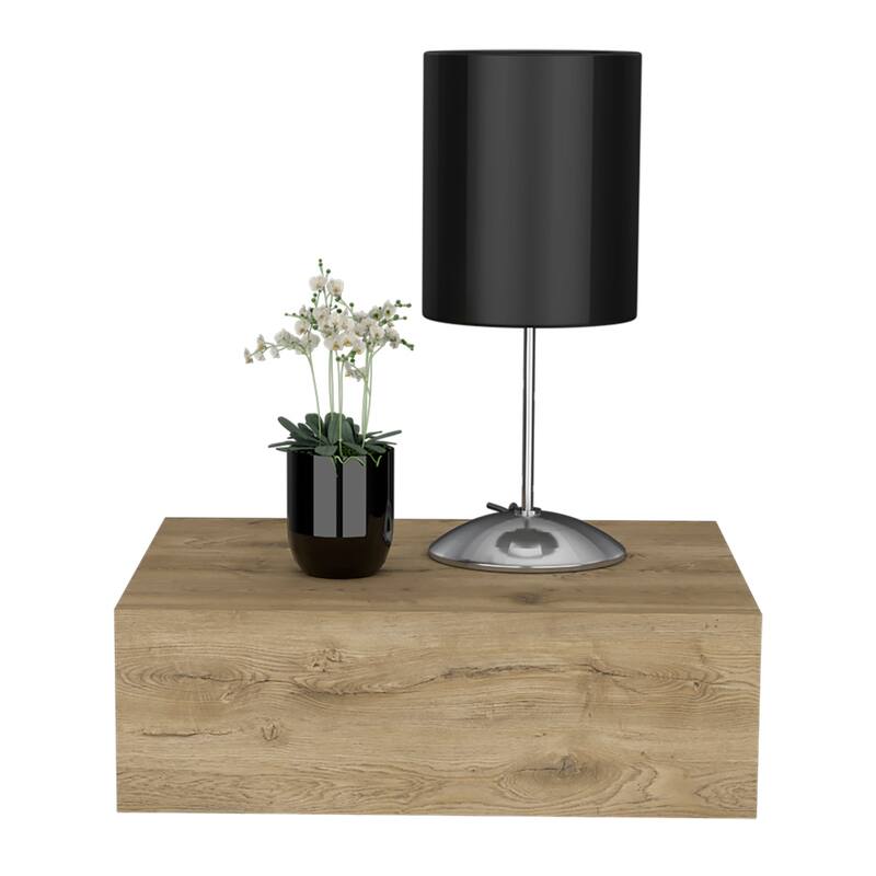Wall-Mounted Nightstand with Generous Drawer and Spacious Surface, Macadamia