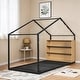 preview thumbnail 2 of 15, Twin Size Metal Bed House Bed Frame with Shelves and Lights