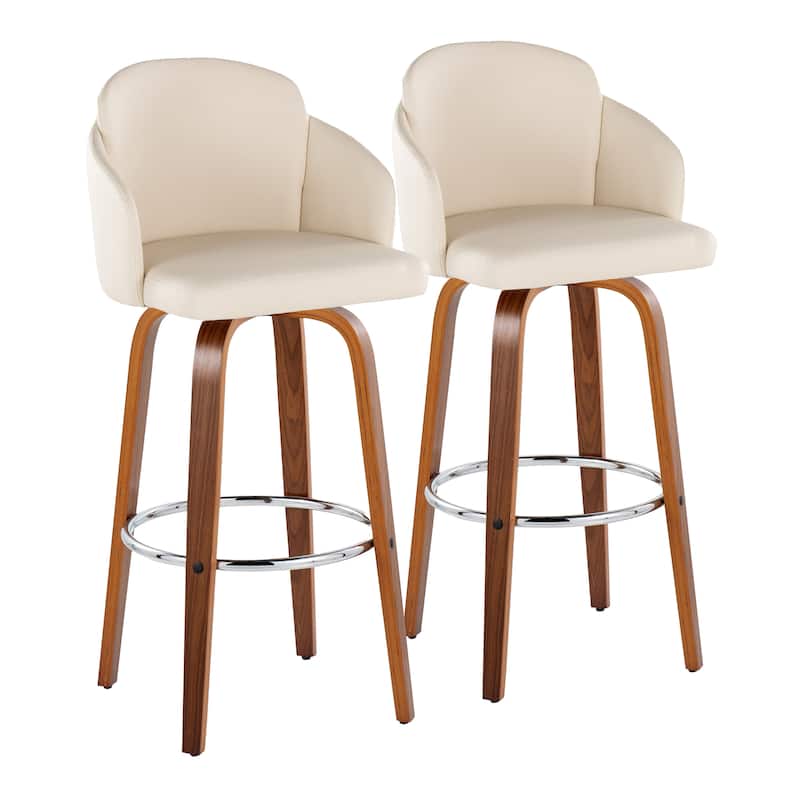 Dahlia 30" Fixed-Height Barstool - Set of 2 - Cream Faux Leather