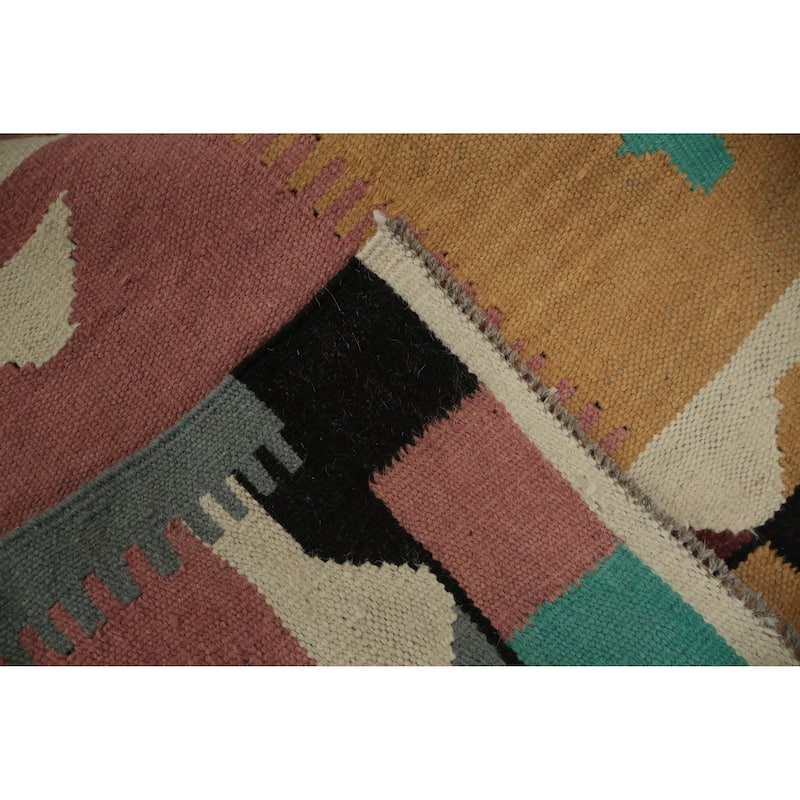 Hand Woven Oriental 100% Wool Carpet Southwestern Tribal Multi-Colored Kilim Area Rug - 7' 0'' X 4' 2''