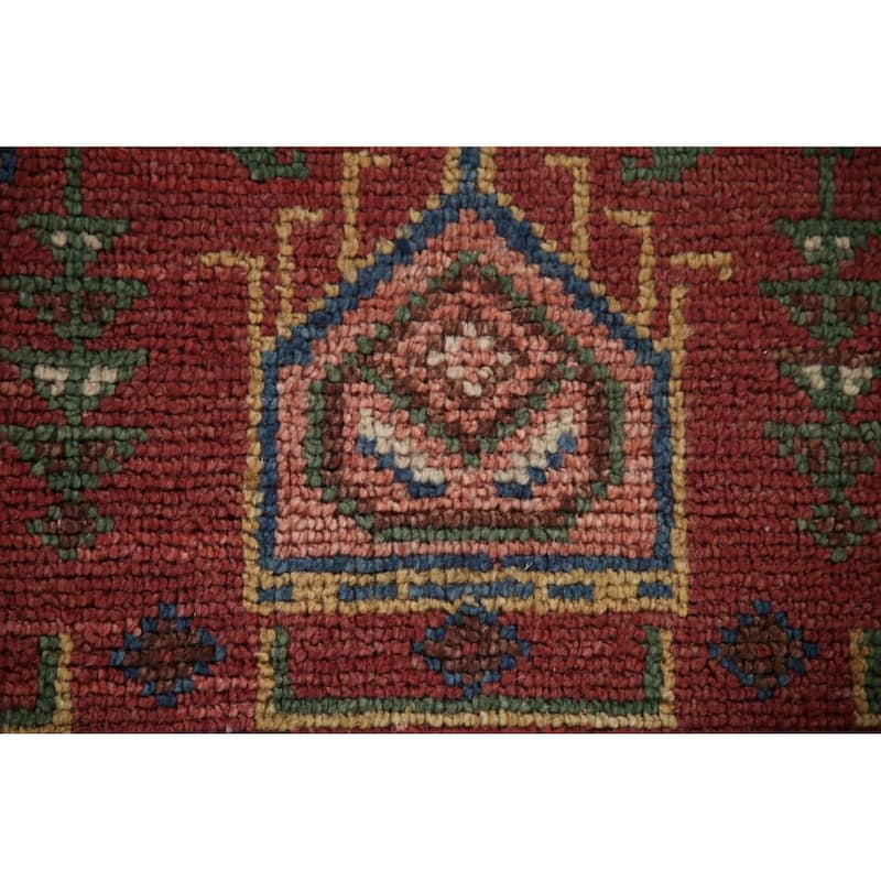 Geometric Red Sirjan Oriental Area Rug Handmade Wool Carpet - 7'11"x 9'11"