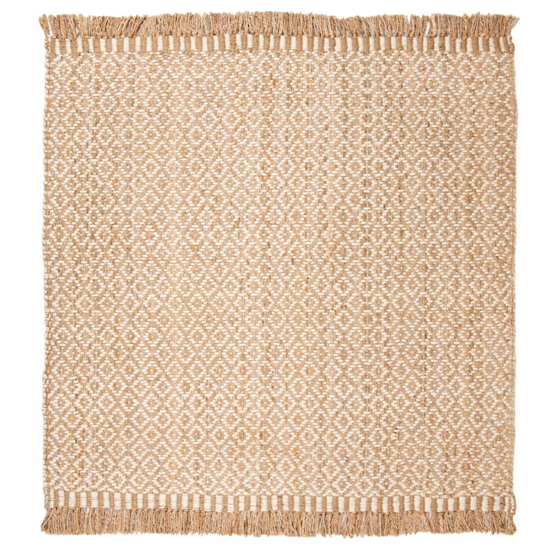 SAFAVIEH Handmade Natural Fiber Allisson Jute Fringe Rug - 4' Square - Natural/Ivory
