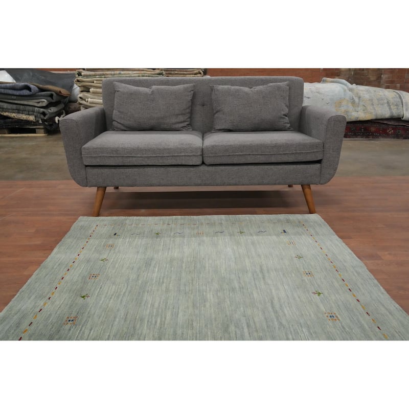 Hand Knotted Oriental 100% Wool Carpet Tribal Animal Pictorial Green Gabbeh Area Rug - 4' 9'' X 5' 0''