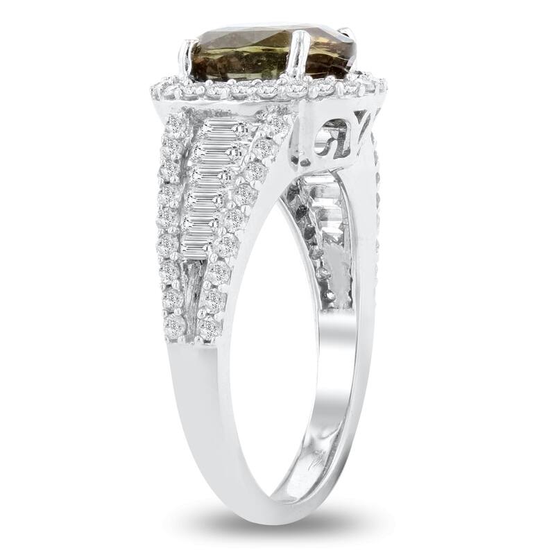 Auriya 14k Gold 3 3/4ct Rare Sapphire and 1 1/10ctw Halo Diamond Engagement Ring.