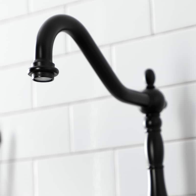 Kingston Brass French Country Bridge Kitchen Faucet with Brass Sprayer