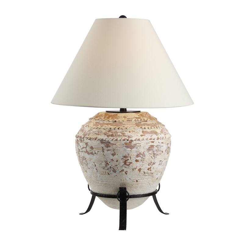 Everren Silis 29.5" Height Table Lamps, Textured Ceramic (Off White And Brown)