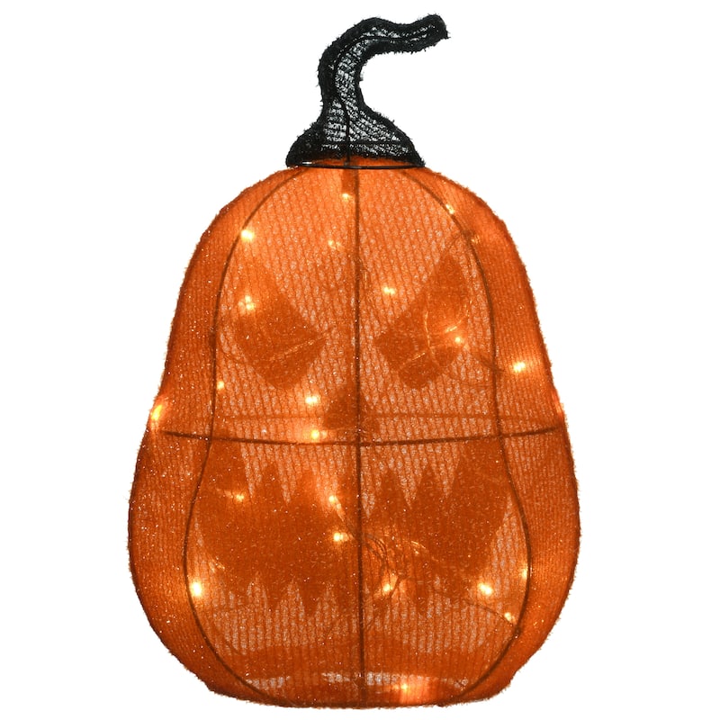 National Tree Company Halloween Pre-Lit Scary Jack-O-Lantern Outdoor Decoration, LED Lights, 16 Inches