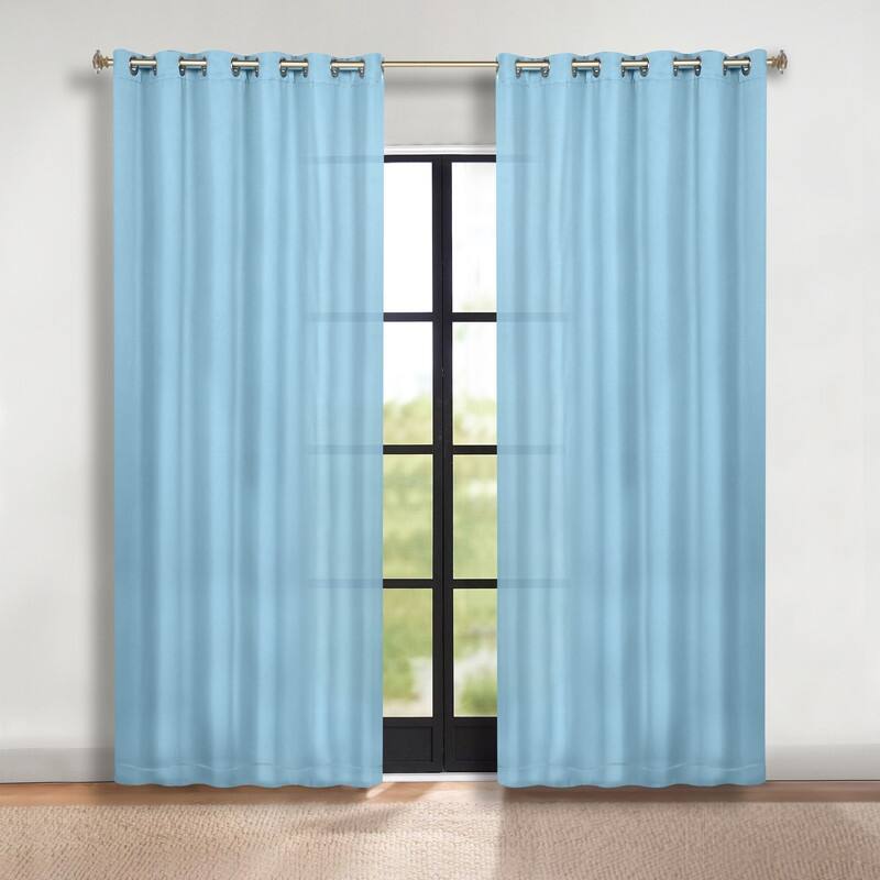 Superior Solid Machine Washable Room Darkening Grommet Blackout Curtains, Set of 2 - 70" x 108" - Light Blue