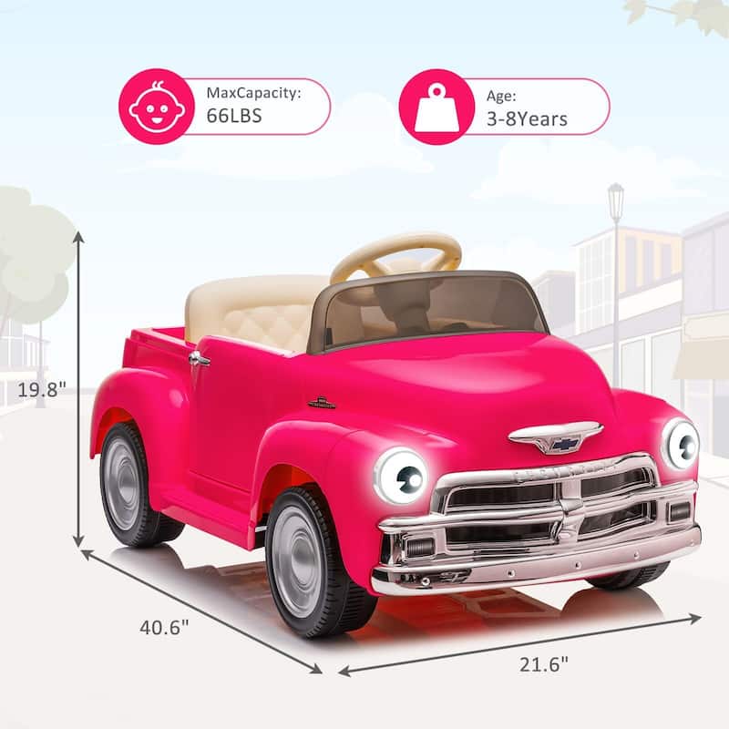 12V Kids Ride On Car, Licensed Chevrolet 3100 Pickup Battery Powered Electric Vehicle