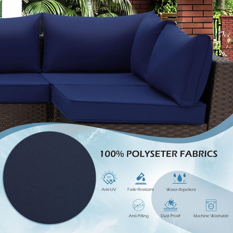 Outdoor Replacement Cushions for Patio Furniture, Waterproof & Non-Slip 4" Sofa Cushions, 6-Seat Conversation Sets, UV-Resistant