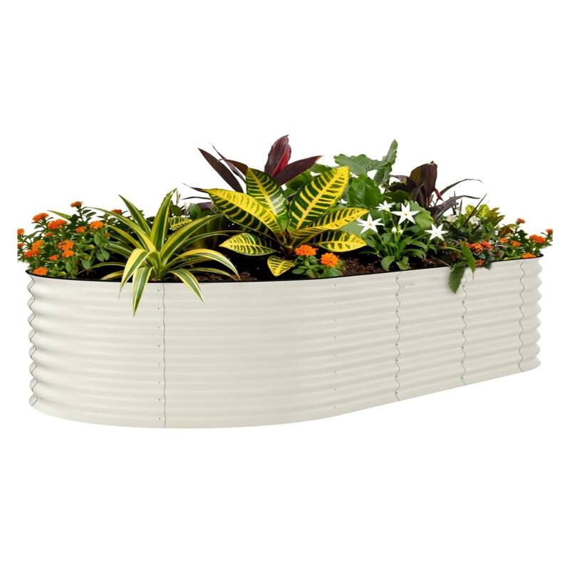 8x4x2FT Galvanized Steel Raised Garden Bed Kit With Anti-cut Strips for Vegetables Herbs and Flowers Beige - 240*120*60cm