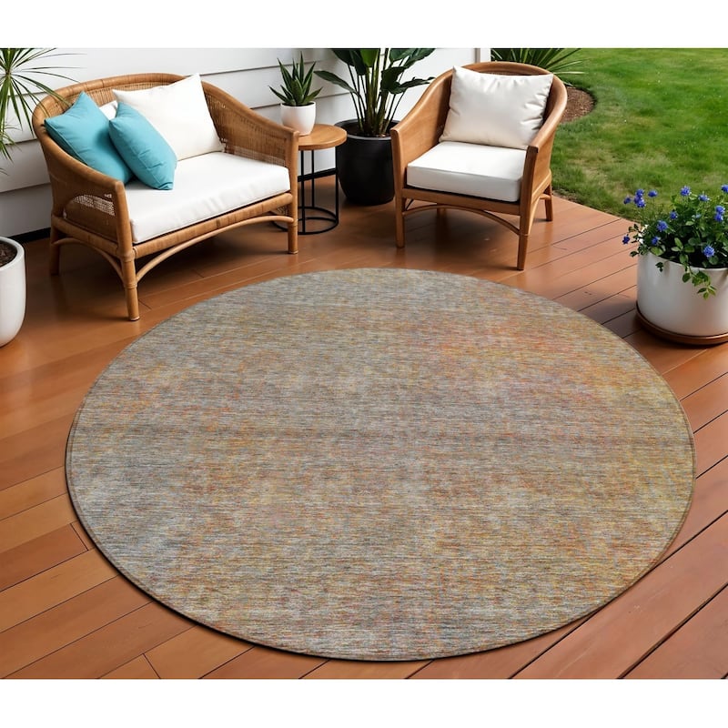HomeRoots Abstract Transitional Rectangle Outdoor Rug - 8' Round