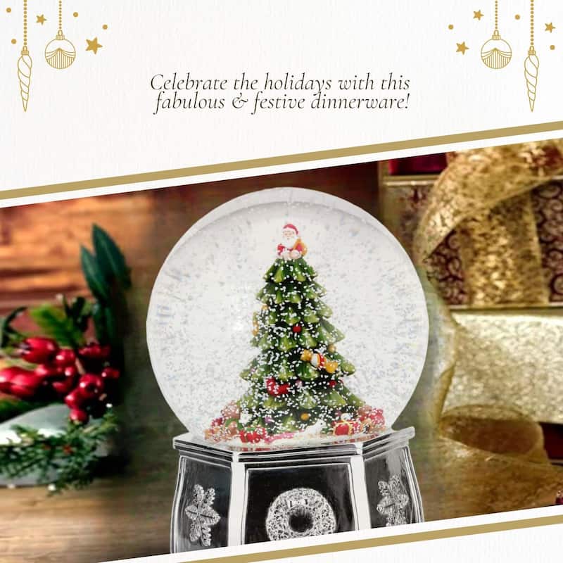 Spode Christmas Tree Musical Tree Snow Globe - 5.5" D x 6.5" H
