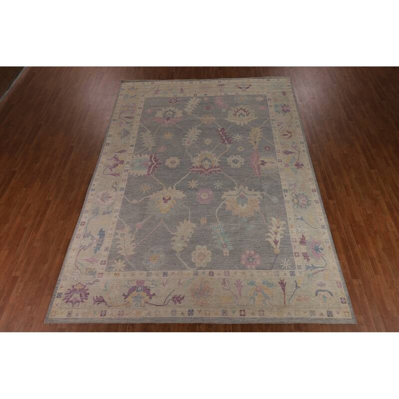Grey Oriental Oushak Turkish Large Area Rug Handmade Wool Carpet - 10'0"x 13'7"