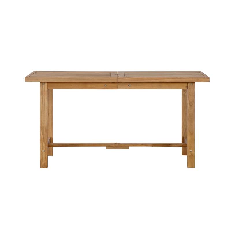 5-Piece Outdoor Acacia Wood Dining Set with Rectangular Table and Umbrella Hole for Family Gatherings