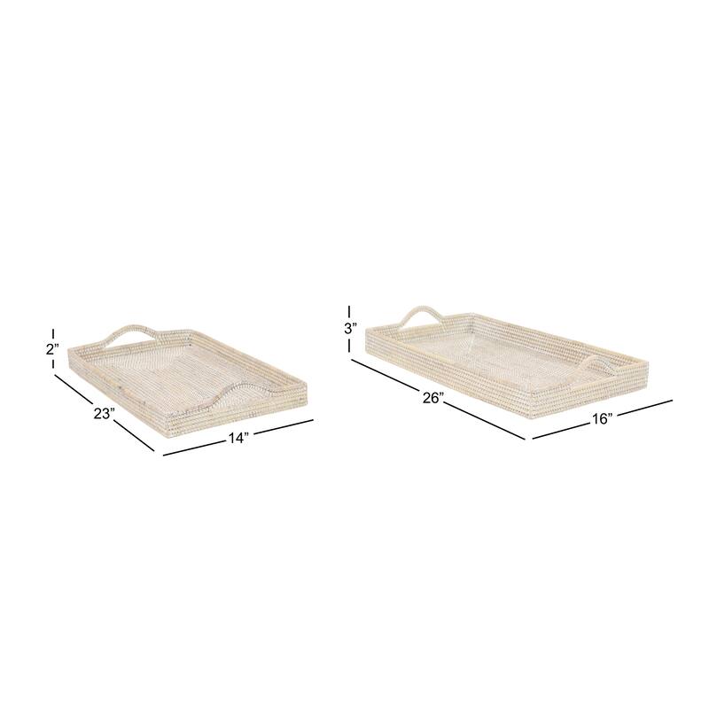 Rattan Living Room Decor Tray - Set of 2 Cream - Roche River Decor