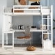 preview thumbnail 1 of 14, Full Size Loft Bed with L-shaped Multi-storage Desk, LED light and USB Charging Station, Storage Bench with 2 Drawers White