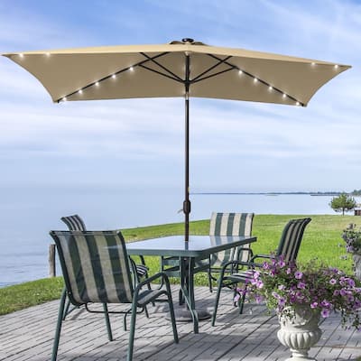Bonosuki LED 10x6.5ft Patio Market Aliumium Frame Table Umbrella