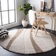 preview thumbnail 6 of 33, SAFAVIEH Florida Shag Assa Stripe 1.2-inch Thick Rug 4' Round - Cream/Dark Brown - Round