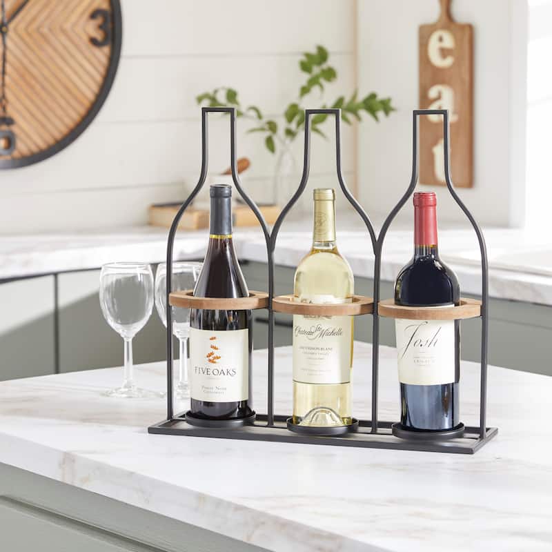 Black Iron Farmhouse Wine Holder 16 x 17 x 5 - 17 x 5 x 16
