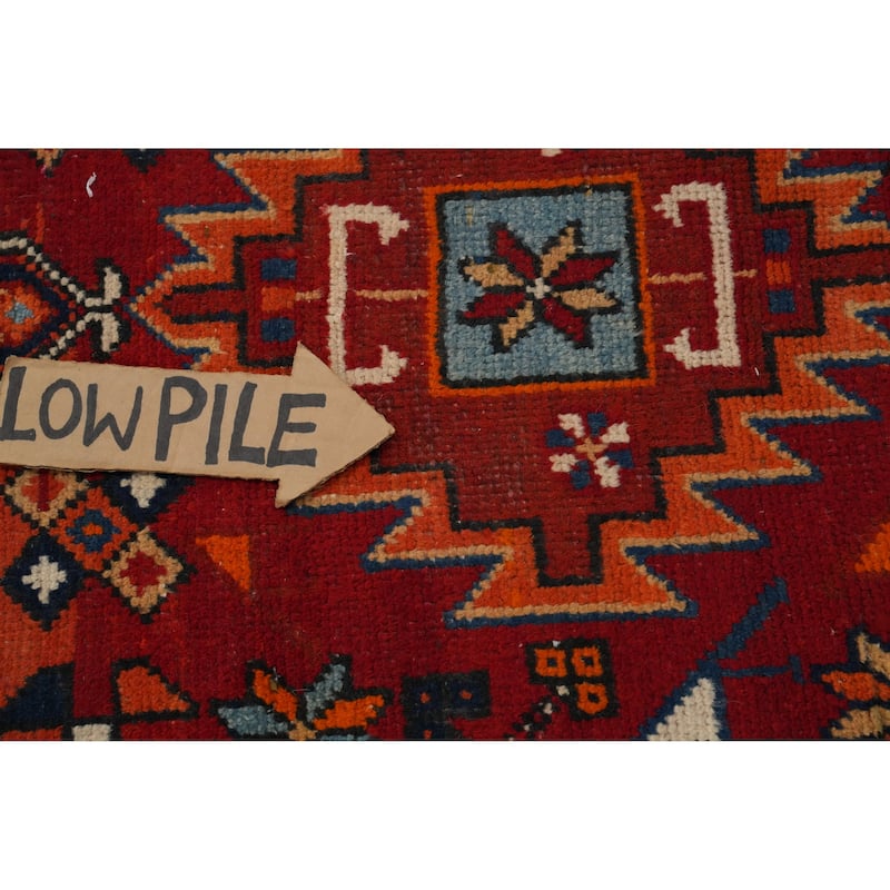 Hand Knotted Oriental 100% Wool Carpet Traditional Geometric Red Heriz Runner Rug - 9' 11'' X 3' 3''