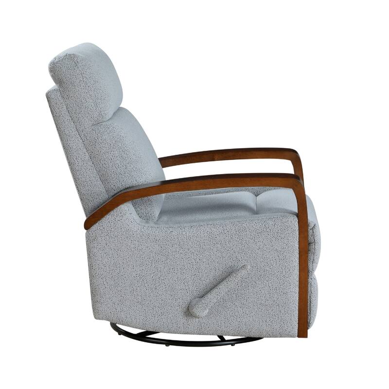 Mery Swivel Glider Manual Reclining Chair, Light Gray Boucle Fabric