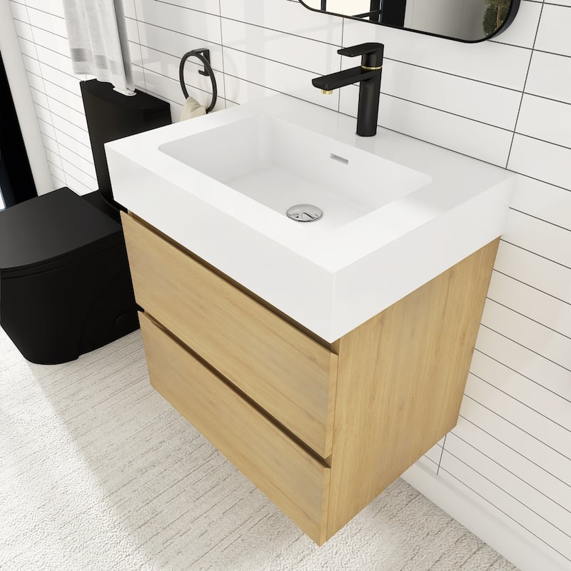 Floating Bathroom Vanity with Solid Surface Top