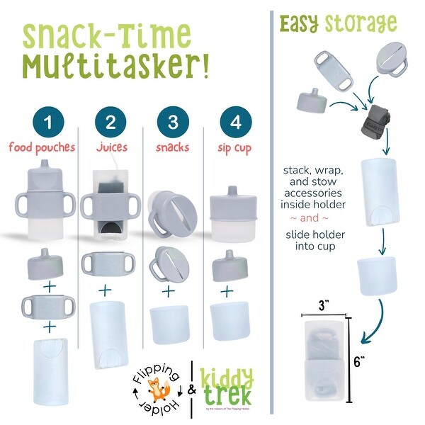Flipping Holder 4-in-1 Sip & Snack Set - baby food pouch holder