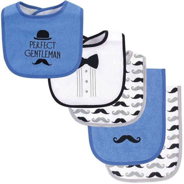 slide 1 of 1, Hudson Baby Infant Boy Cotton Terry Bib and Burp Cloth Set 5pk, Perfect Gentleman, One Size - Perfect Gentleman - One Size One Size - Perfect Gentleman