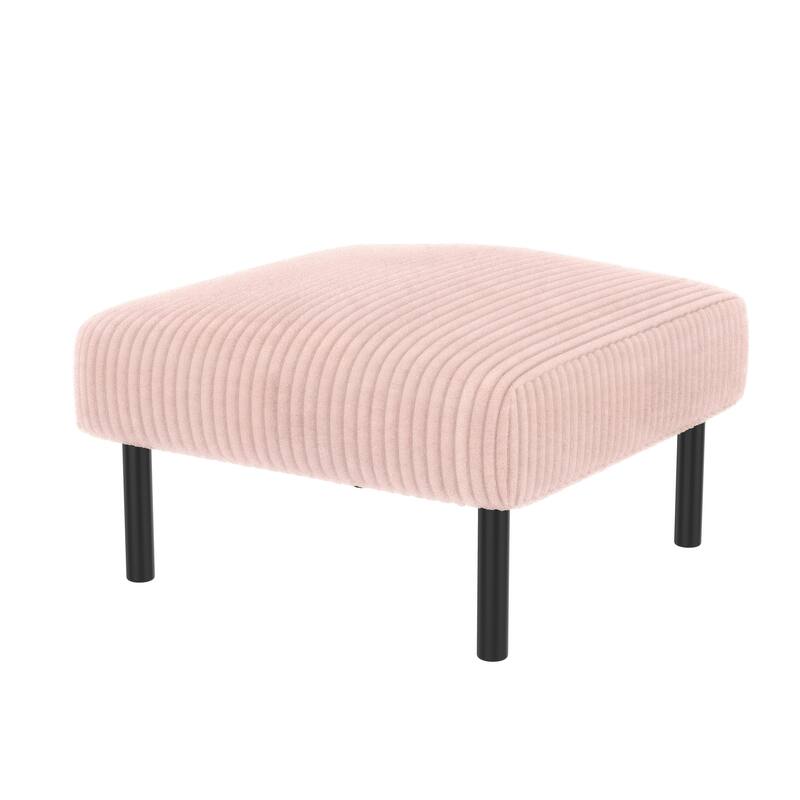 Small Ottoman Footstool with Legs, Corduroy Fabric Ottoman Foot Stool with Soft Padded seat
