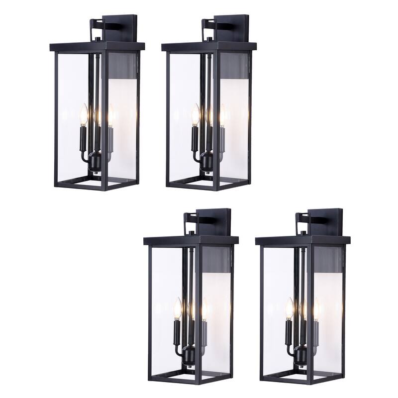 3-light Metal Outdoor Wall Sconce Candle Bulb Lantern(4-pack)