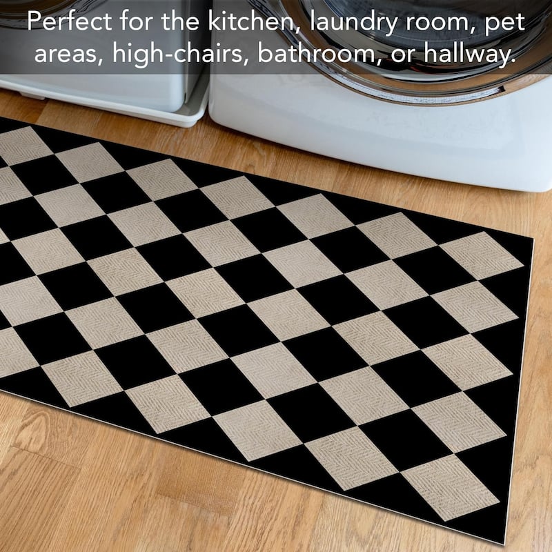Diamonds Neutral Stripes Design Deco-Floormat, Waterproof, Low Profile, Eco-Friendly Non Slip, Made in The USA (3' x 2')