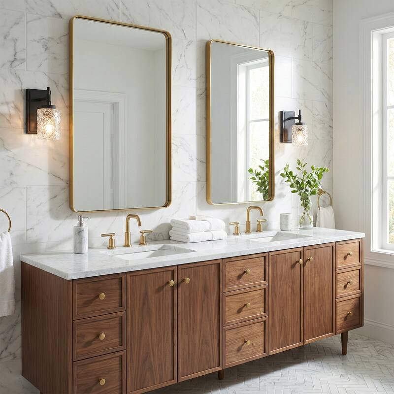 Acroma Single Light Wall Sconce with Water Ripple Glass Shade