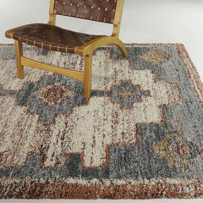 Corrado Southwestern Shag Area Rug - 7'10" x 10' - Grey