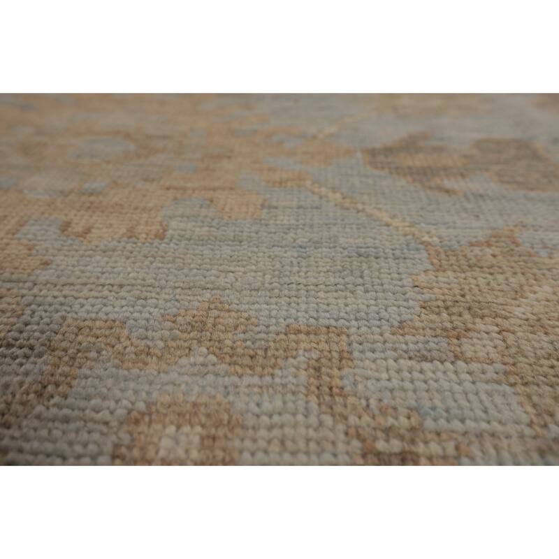 Vegetable Dye Oushak Turkish Rug Hand-Knotted Blue Wool Carpet - 8'11"x 11'8"