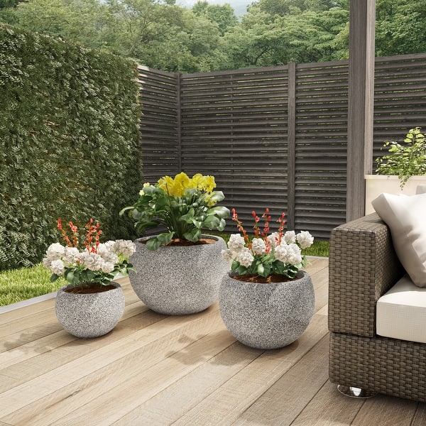 Plant Pots - Lightweight Fiber Clay Flower Pots - 21.2undefined,  16.2undefined, and 11.8undefined Diameter Large Outdoor Planters - Bed Bath  & Beyond - 39043357