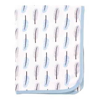 Touched by Nature Baby Boy Organic Cotton Swaddle, Receiving and Multi-purpose Blanket, Feather, One Size - Feather - One Size
