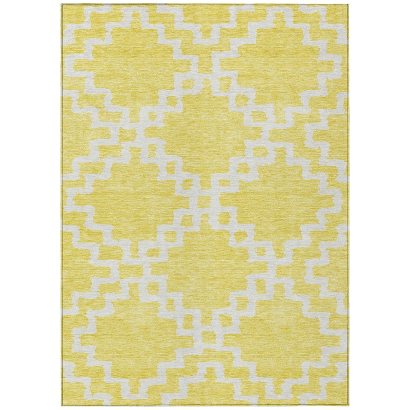 Machine Washable Indoor/ Outdoor Chantille Trellis Geo Rug