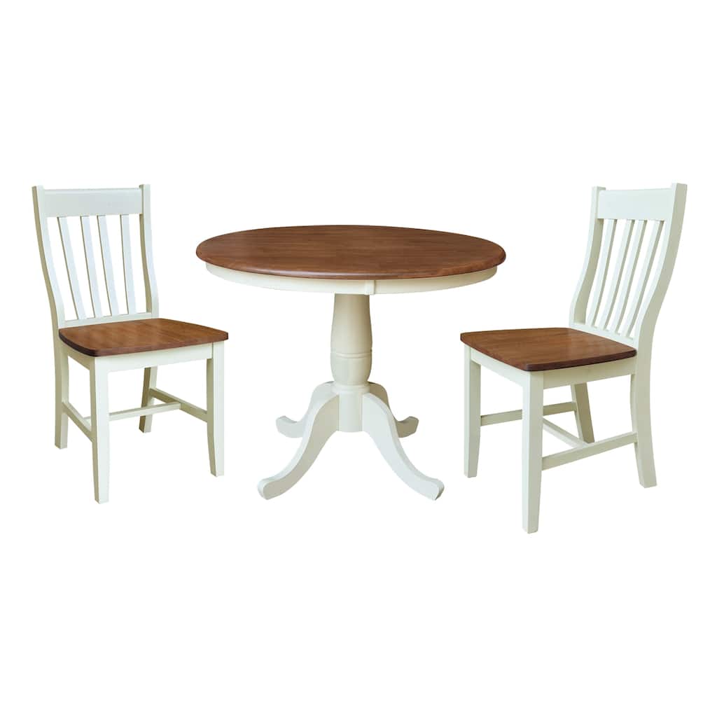 36" Solid Wood Round Top Pedestal Dining Table with Dining Chairs