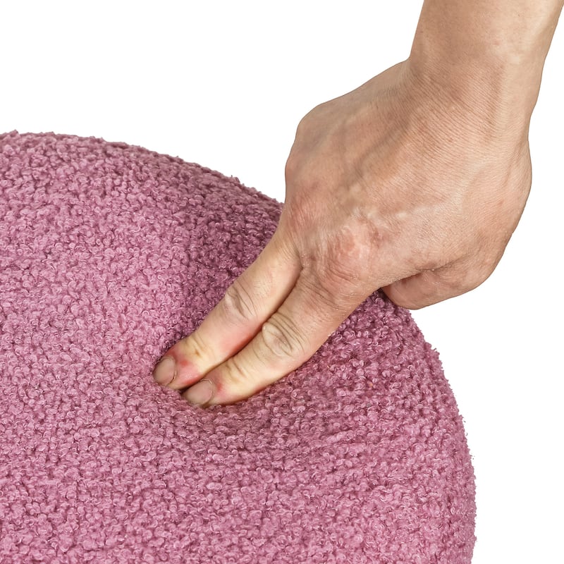 Adeco Round Velvet Ottoman Upholstered Foot Stool