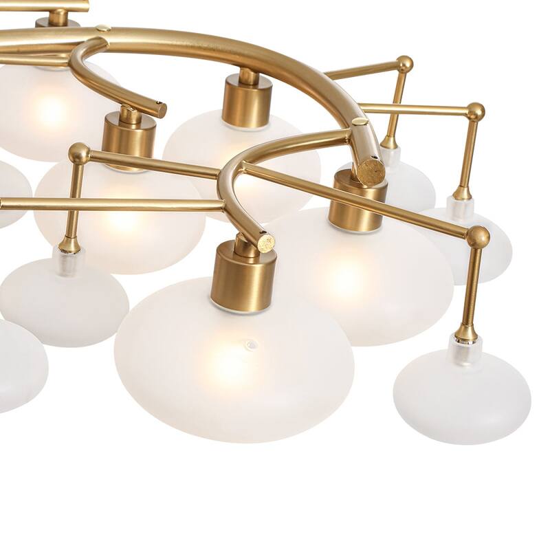 Mid-century Glam 12-Light Oval Frosted Glass Semi Flush Mount - 30.7 in