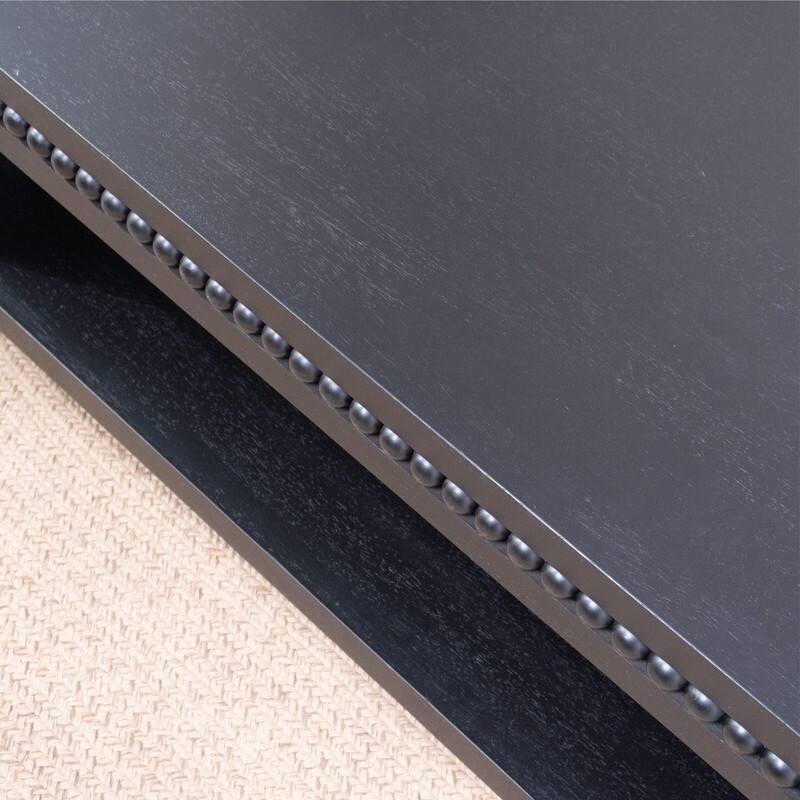Modern Wood Coffee Table with Beaded Trim and Open Storage Shelf for Stylish Living Room Decor