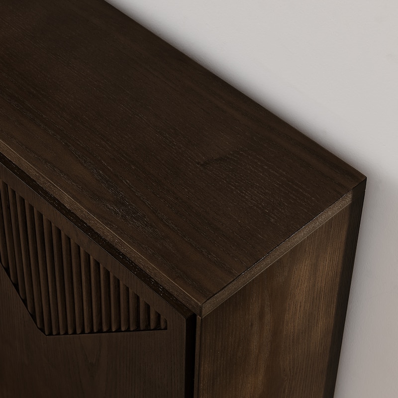 Mid-Century Small Storage Cabinet, Narrow Buffet Sideboard with Doors & Shelves Wood Credenza for Entryway, Hallway, Kitchen