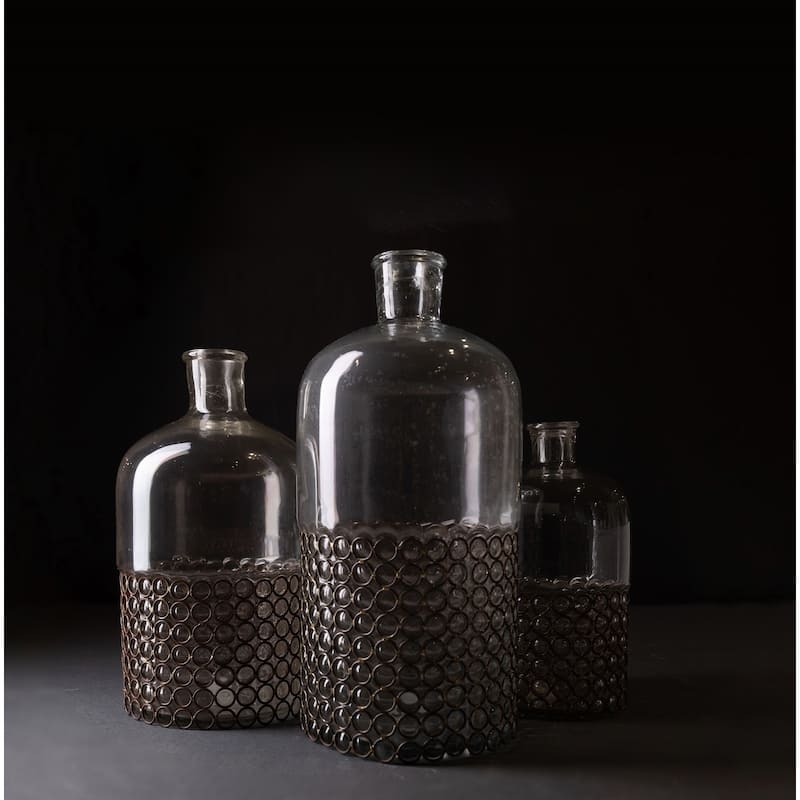 Decorative Glass Bottle/Vase Dia 5" & H 10" -ST - CLEAR - CLEAR