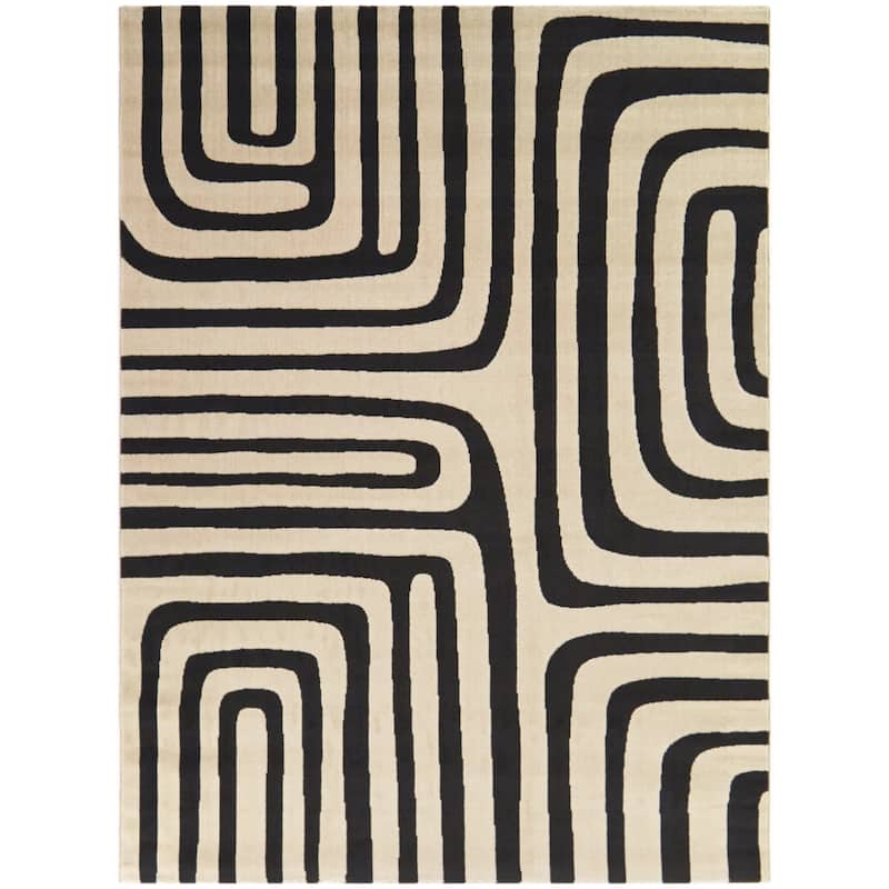 Calzoum Abstract Modern Area Rug - 5'3" x 7' - Cream - Rectangle